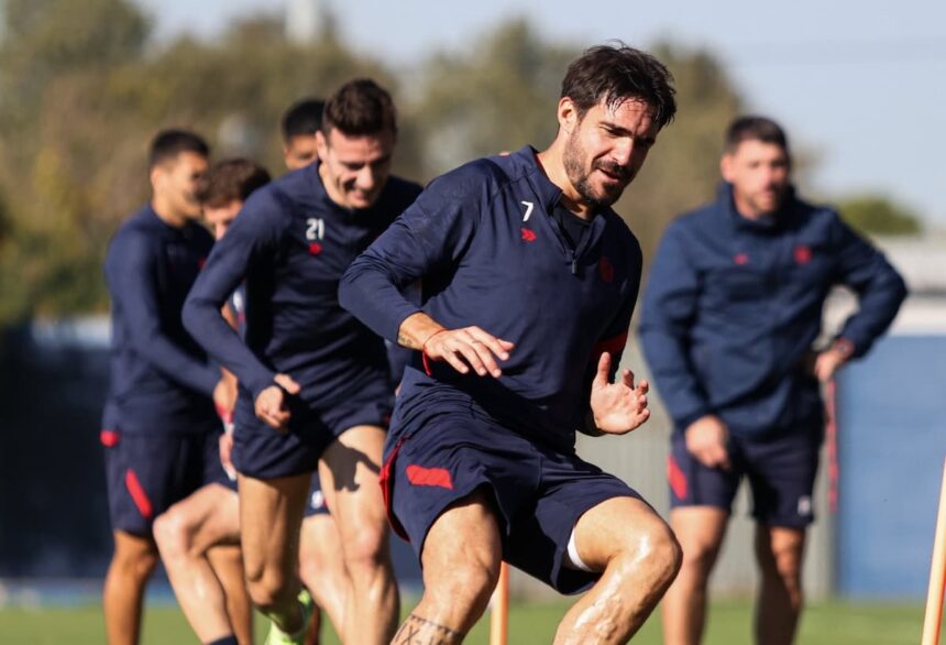 Ezequiel Cerutti en el entrenamiento previo al partido contra Tigre, por los octavos de final del Torneo Apertura