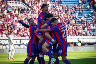 El festejo de los jugadores de San Lorenzo al clasificar a los cuartos de final
