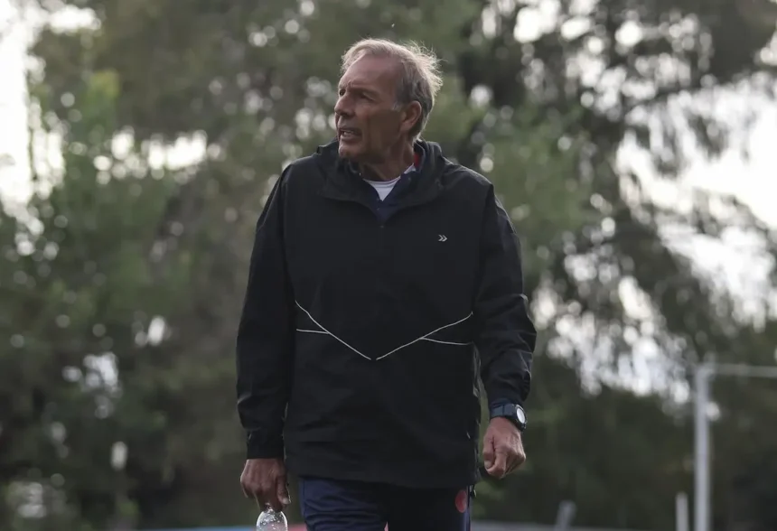 Miguel Ángel Russo en el entrenamiento de San Lorenzo