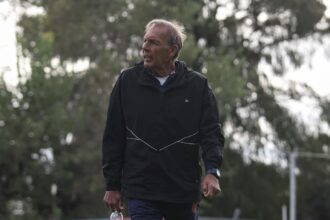Miguel Ángel Russo en el entrenamiento de San Lorenzo