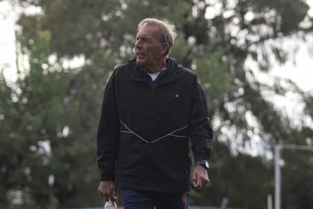Miguel Ángel Russo en el entrenamiento de San Lorenzo