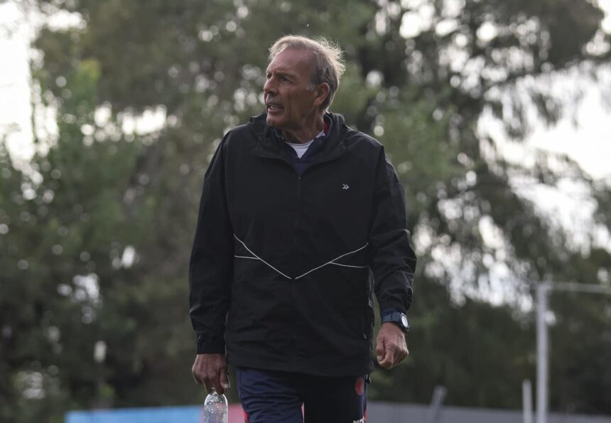 Miguel Ángel Russo en el entrenamiento de San Lorenzo