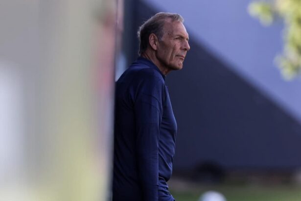 Miguel Ángel Russo en el entrenamiento de San Lorenzo
