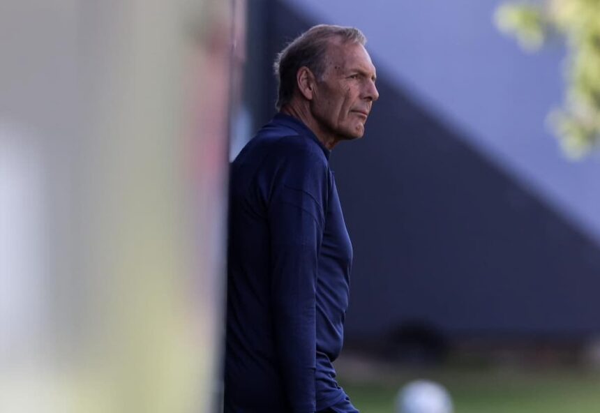 Miguel Ángel Russo en el entrenamiento de San Lorenzo