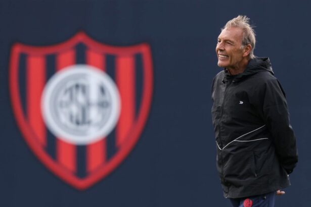 Miguel Ángel Russo en el entrenamiento de San Lorenzo