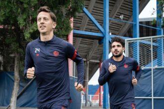 Tripichio y Cerutti en el entrenamiento de San Lorenzo