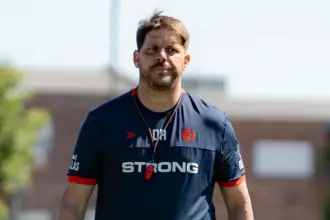 Damián Ayude en el entrenamiento de San Lorenzo
