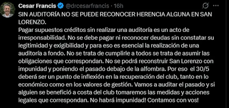 Francis criticó a Costantino por la venta de Báez y la deuda con Tinelli 3 critica francis costantino tinelli