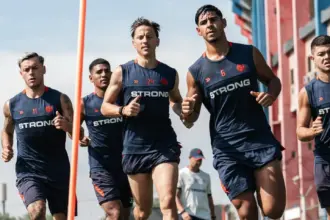 Los jugadores de San Lorenzo en la previa del clásico contra Huracán