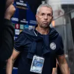 Gustavo Álvarez en la previa del partido de San Lorenzo vs Santos
