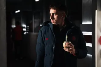 Rodrigo Auzmendi en la previa del clásico entre San Lorenzo y River.