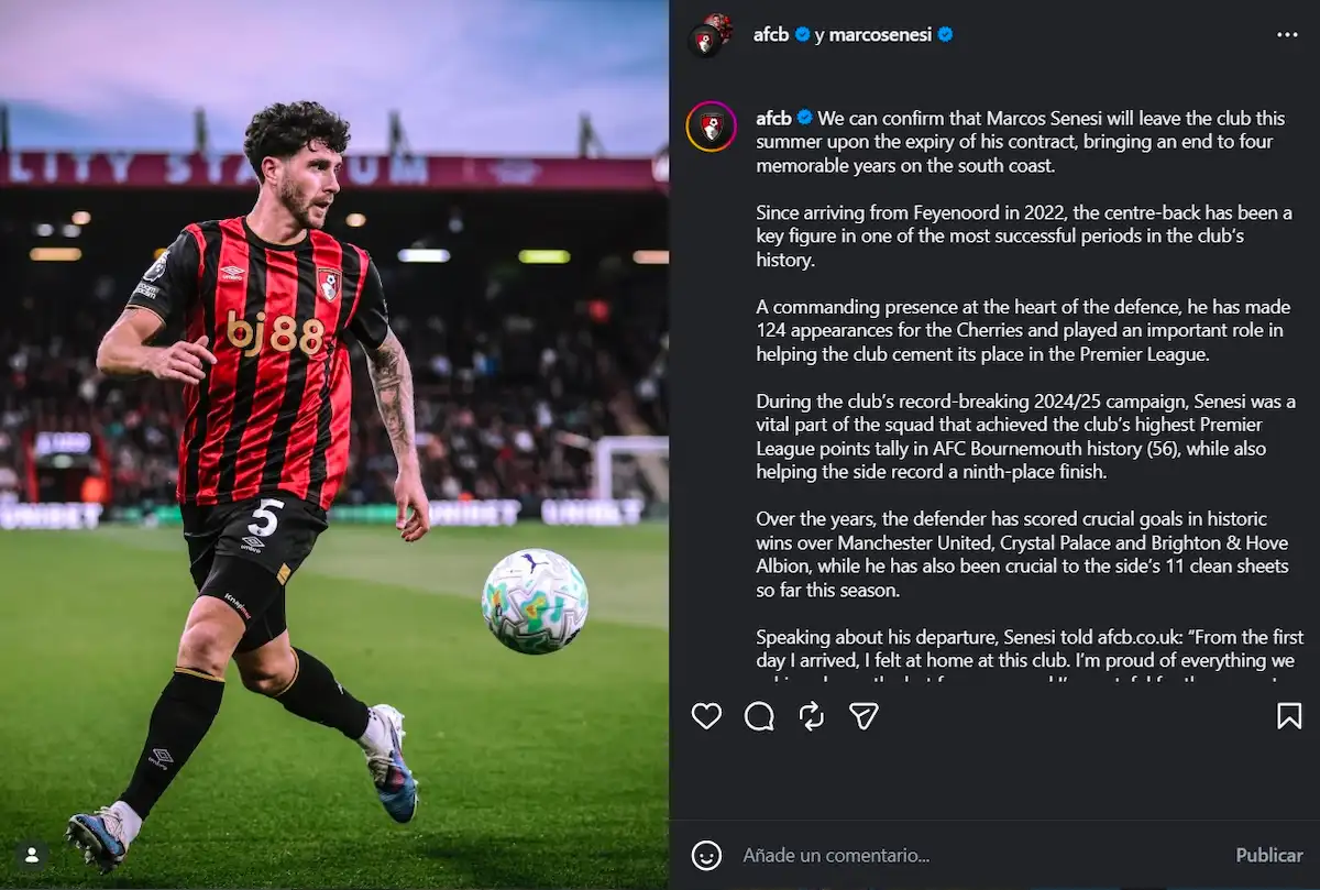 senesi despedida bournemouth