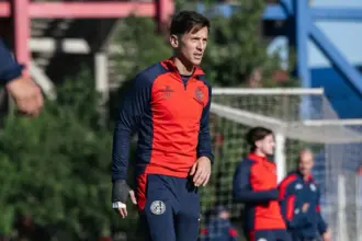 Nicolás Tripichio en la práctica de San Lorenzo