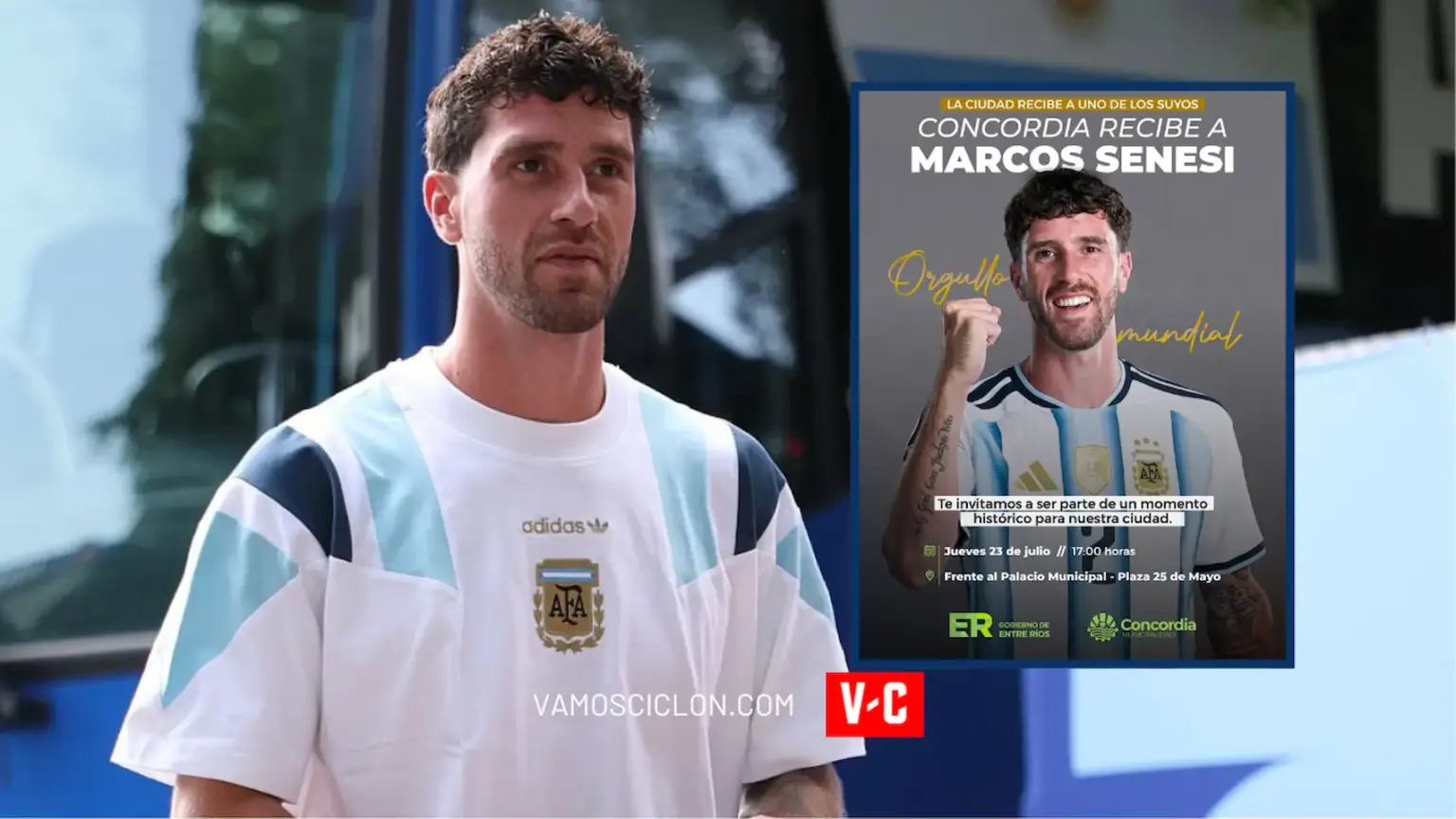 Senesi volvió a su ciudad natal y tendrá un emotivo homenaje después del Mundial 1 Marcos Senesi volvió a Concordia y recibirá un homenaje tras el Mundial