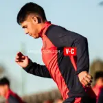 Nahuel Arias en un entrenamiento de San Lorenzo en la Ciudad Deportiva