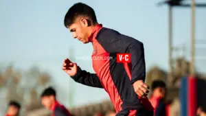Nahuel Arias en un entrenamiento de San Lorenzo en la Ciudad Deportiva