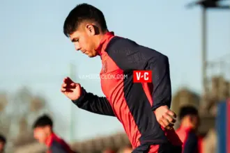 Nahuel Arias en un entrenamiento de San Lorenzo en la Ciudad Deportiva