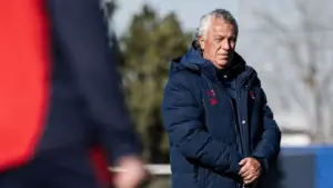 Néstor Gorosito en el entrenamiento previo del clásico entre San Lorenzo y Huracán