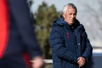 Néstor Gorosito en el entrenamiento previo del clásico entre San Lorenzo y Huracán