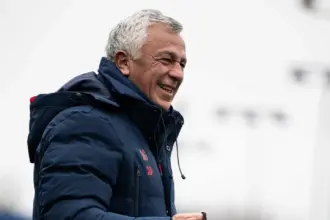 Pipo Gorosito sonríe en el entrenamiento de San Lorenzo