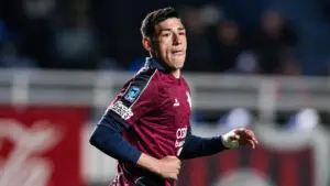 Alan Salas en el partido de San Lorenzo contra Talleres