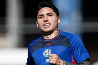 Facundo Farías en el entrenamiento de San Lorenzo previo al clásico contra Boca