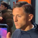 Nicolás Tripichio en el partido de San Lorenzo contra Independiente