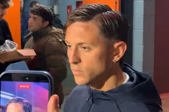 Nicolás Tripichio en el partido de San Lorenzo contra Independiente