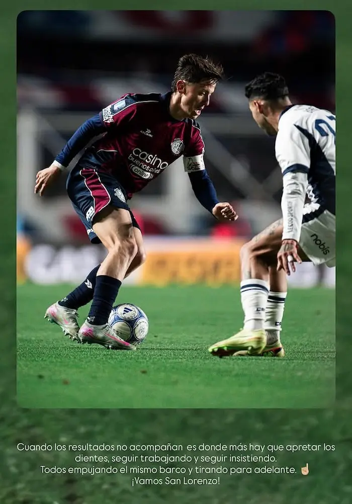 El mensaje de unidad de Tripichio en San Lorenzo tras las críticas y los rumores de salida 2 tripichio mensaje redes san lorenzo talleres