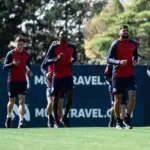 Jugadores de San Lorenzo en la Ciudad Deportiva