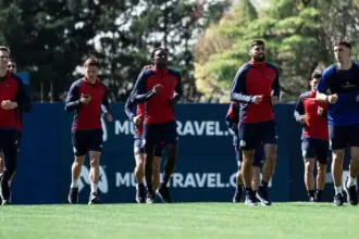 Jugadores de San Lorenzo en la Ciudad Deportiva